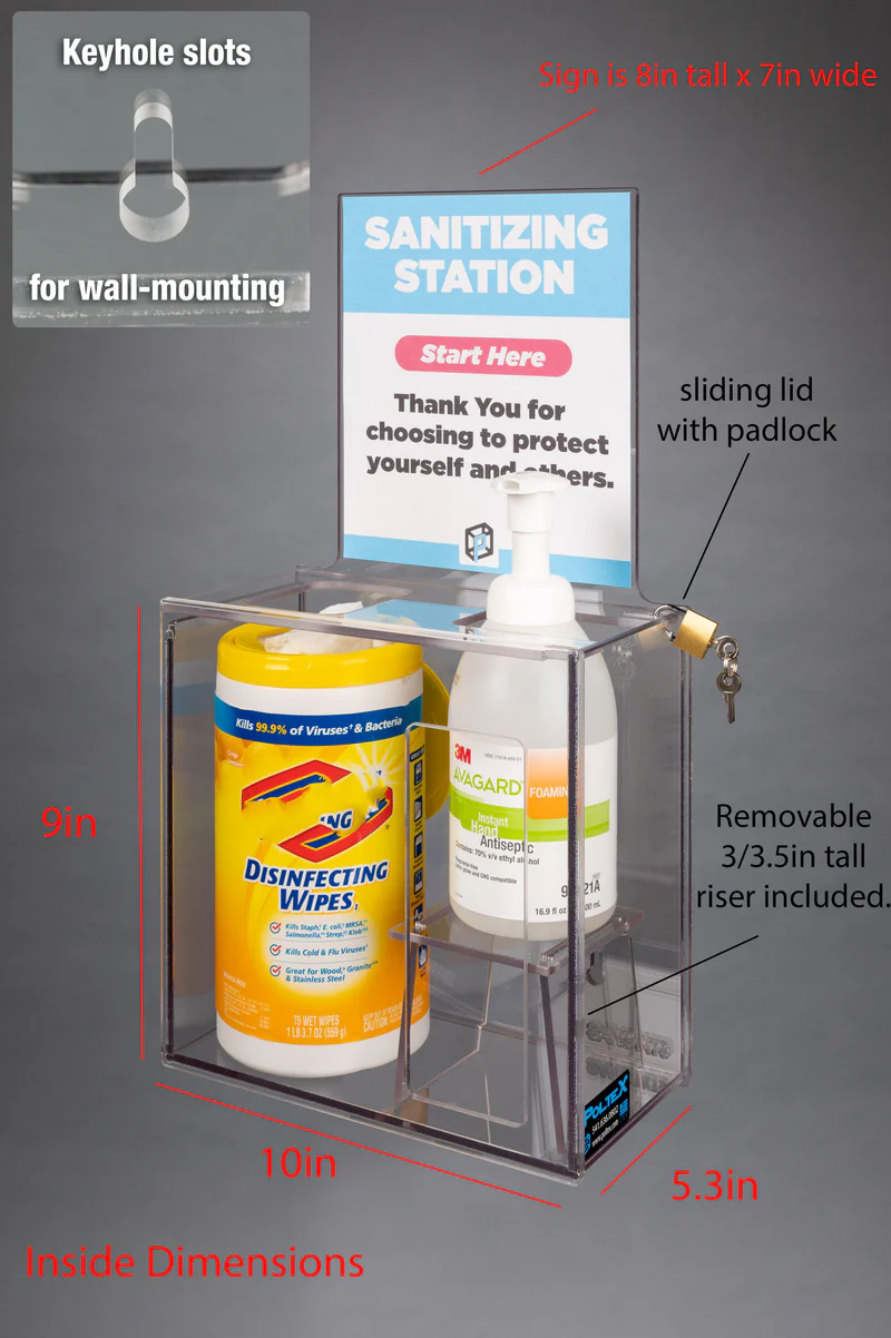 Wall Mount Sanitizing Station with Padlock