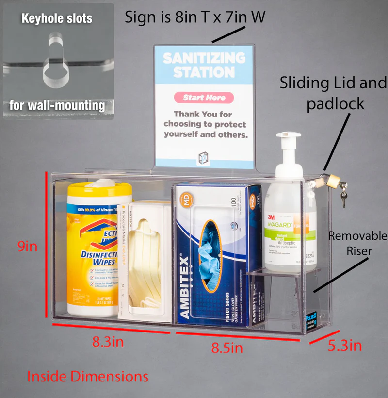Wall Mount Sanitizing Station with Padlock