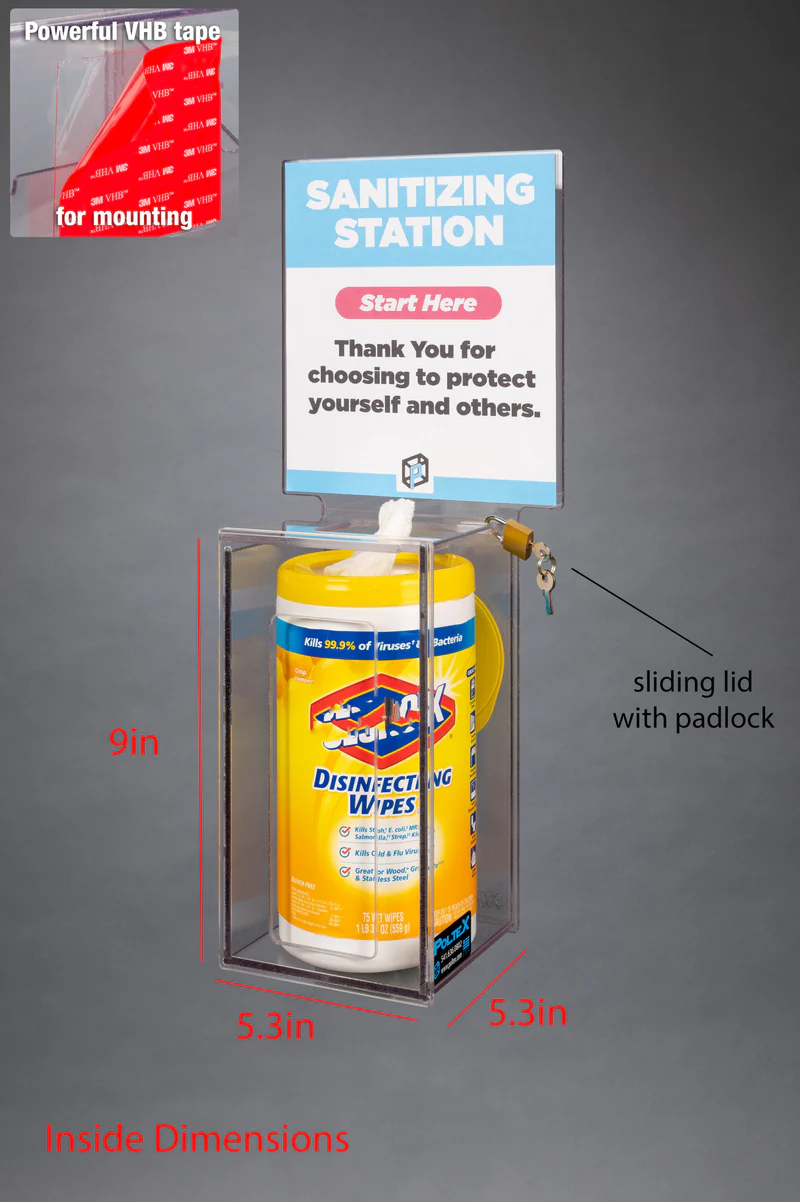Wall Mount Sanitizing Station with Padlock
