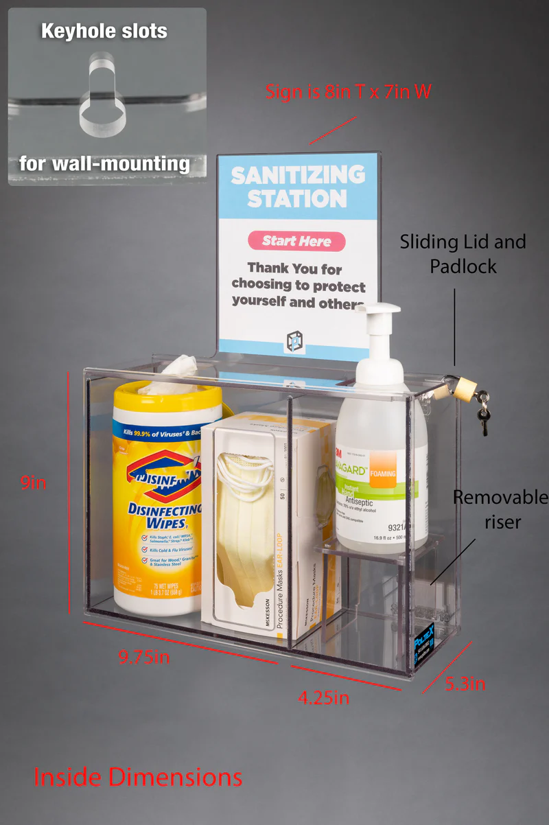 Wall Mount Sanitizing Station with Padlock