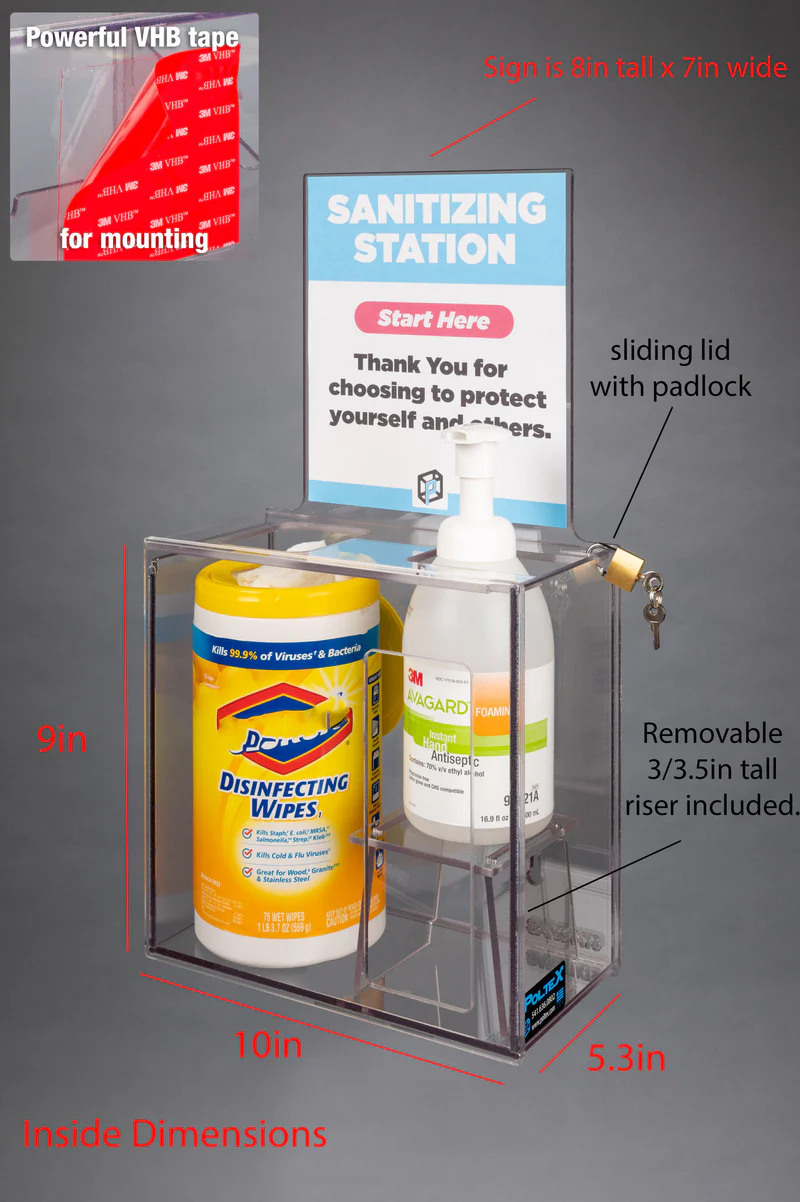 Wall Mount Sanitizing Station with Padlock