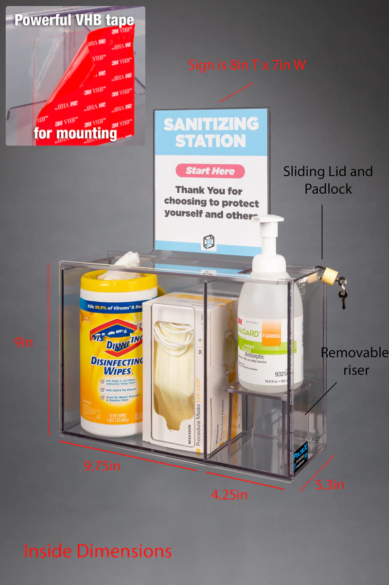 Wall Mount Sanitizing Station with Padlock