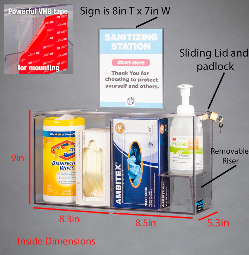 Wall Mount Sanitizing Station with Padlock