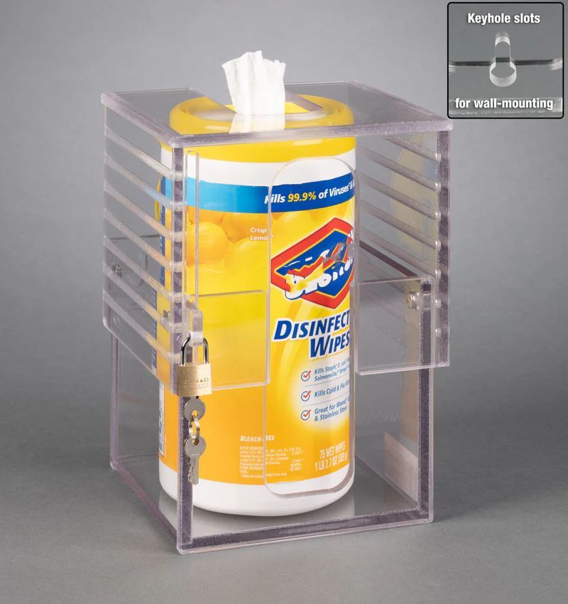Universal Wipe Cannister Holder-Locking, Adjustable (WIPES NOT INCLUDED)