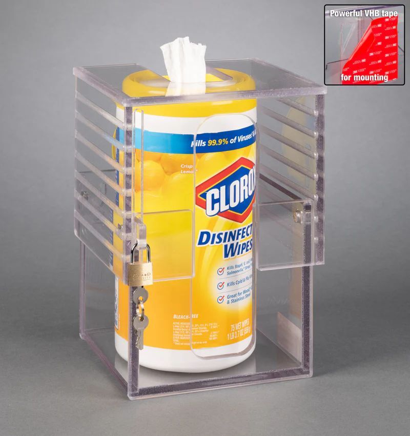 Universal Wipe Cannister Holder-Locking, Adjustable (WIPES NOT INCLUDED)