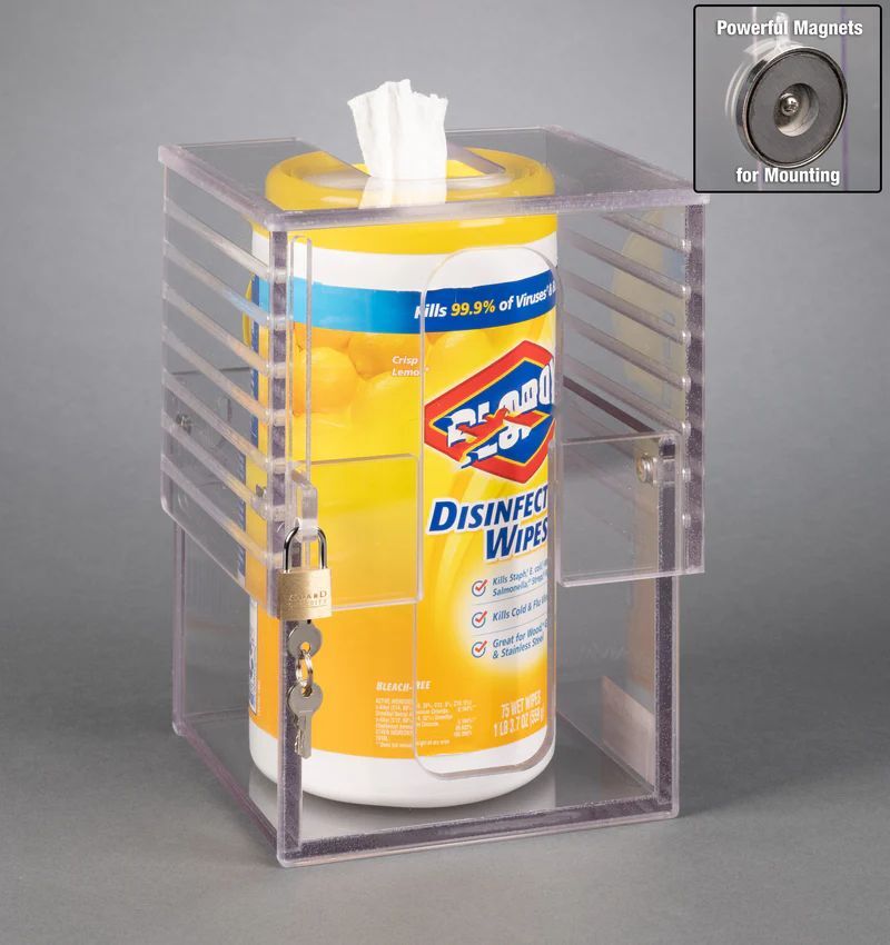 Universal Wipe Cannister Holder-Locking, Adjustable (WIPES NOT INCLUDED)