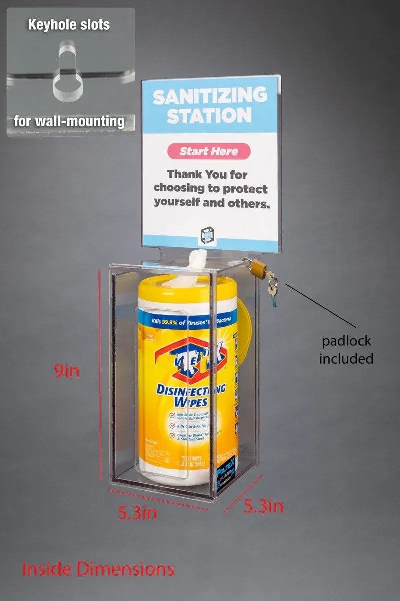 Wall Mount Sanitizing Station with Padlock