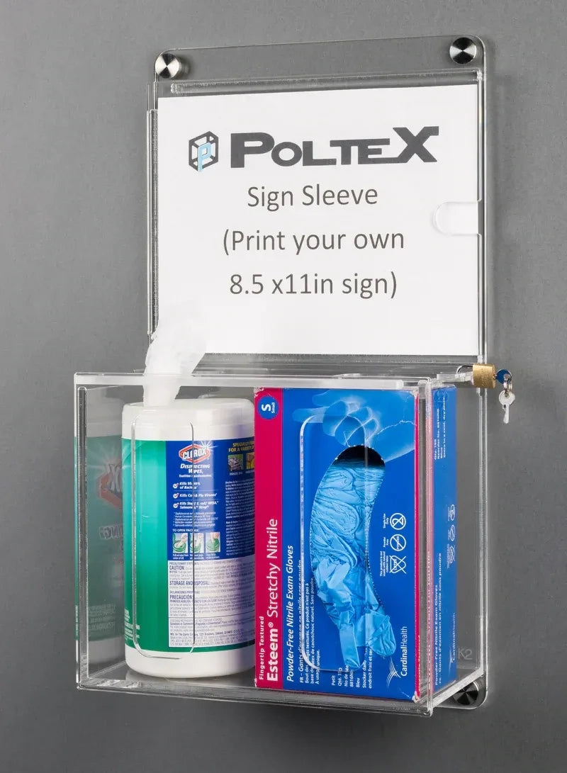 Deco Wall Mount Locking Sanitizing Station with Sign Sleeve