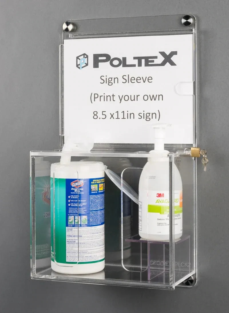 Deco Wall Mount Locking Sanitizing Station with Sign Sleeve