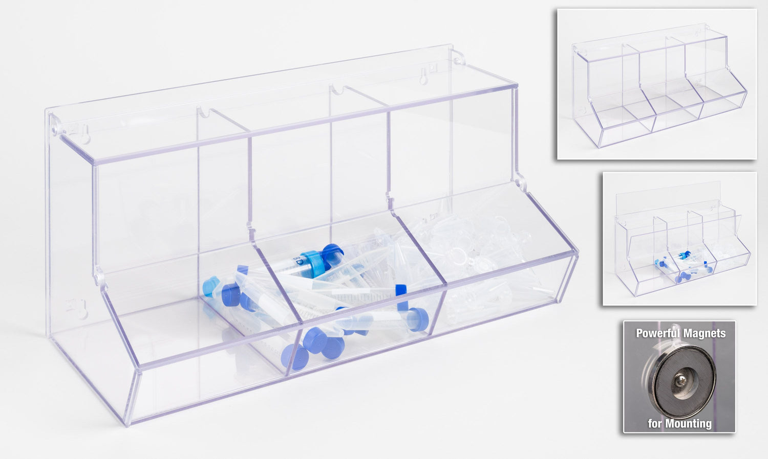 Triple Bulk Bin With Lid-6in Wide Compartments