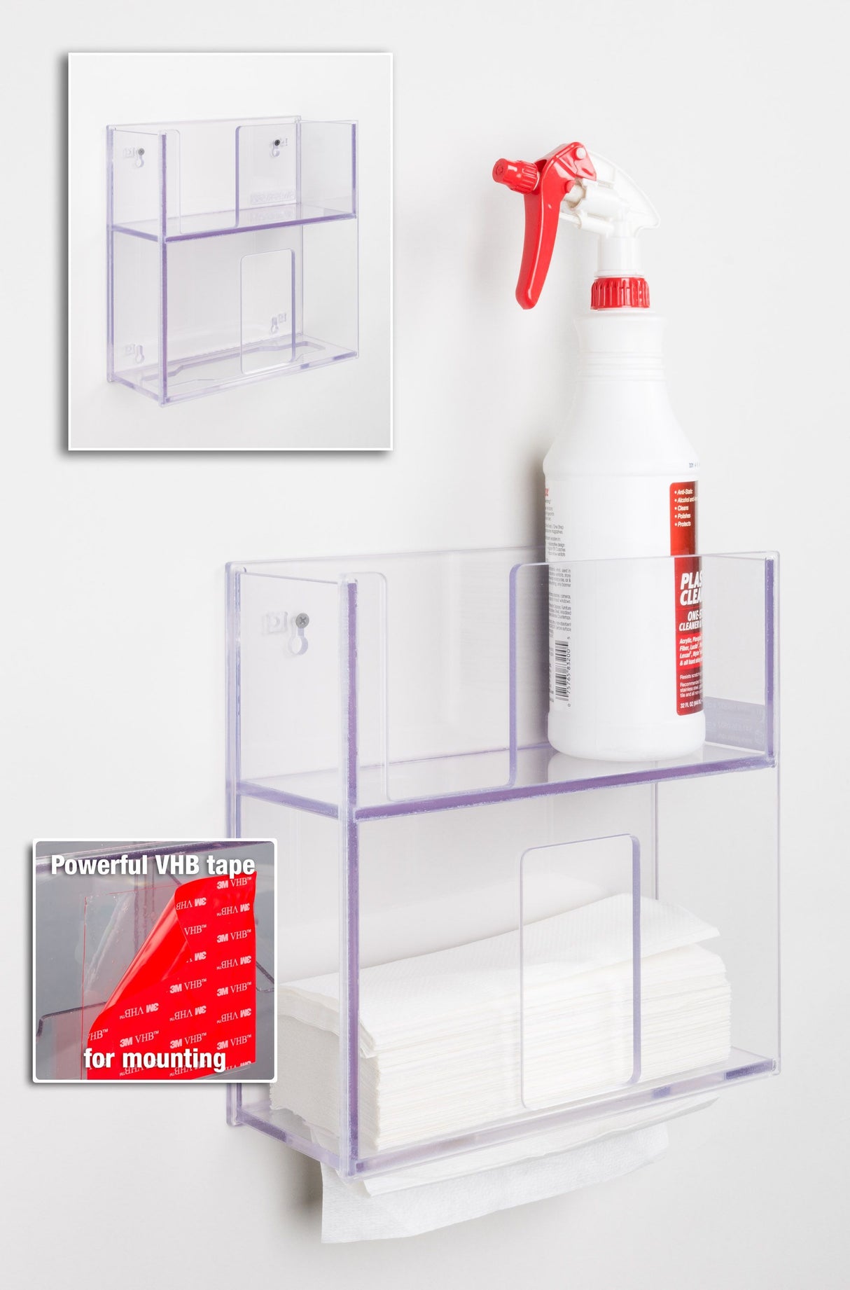 Spray Bottle, Wipe Cannister, Paper Towel Combo Unit