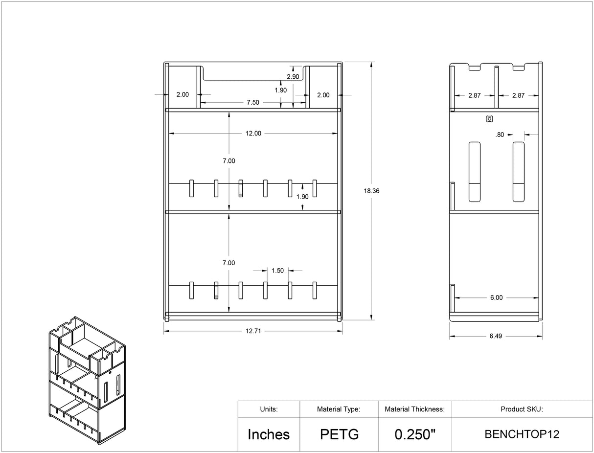 BENCHTOP12, BENCHTOP12-BRK, BENCHTOP12-PIPTRBRK, BENCHTOP12-BRK-PIPTRBRK