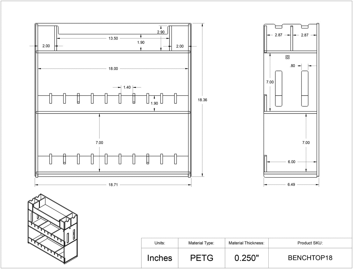 BENCHTOP18, BENCHTOP18-BRK, BENCHTOP18-PIPTRBRK, BENCHTOP18-BRK-PIPTRBRK