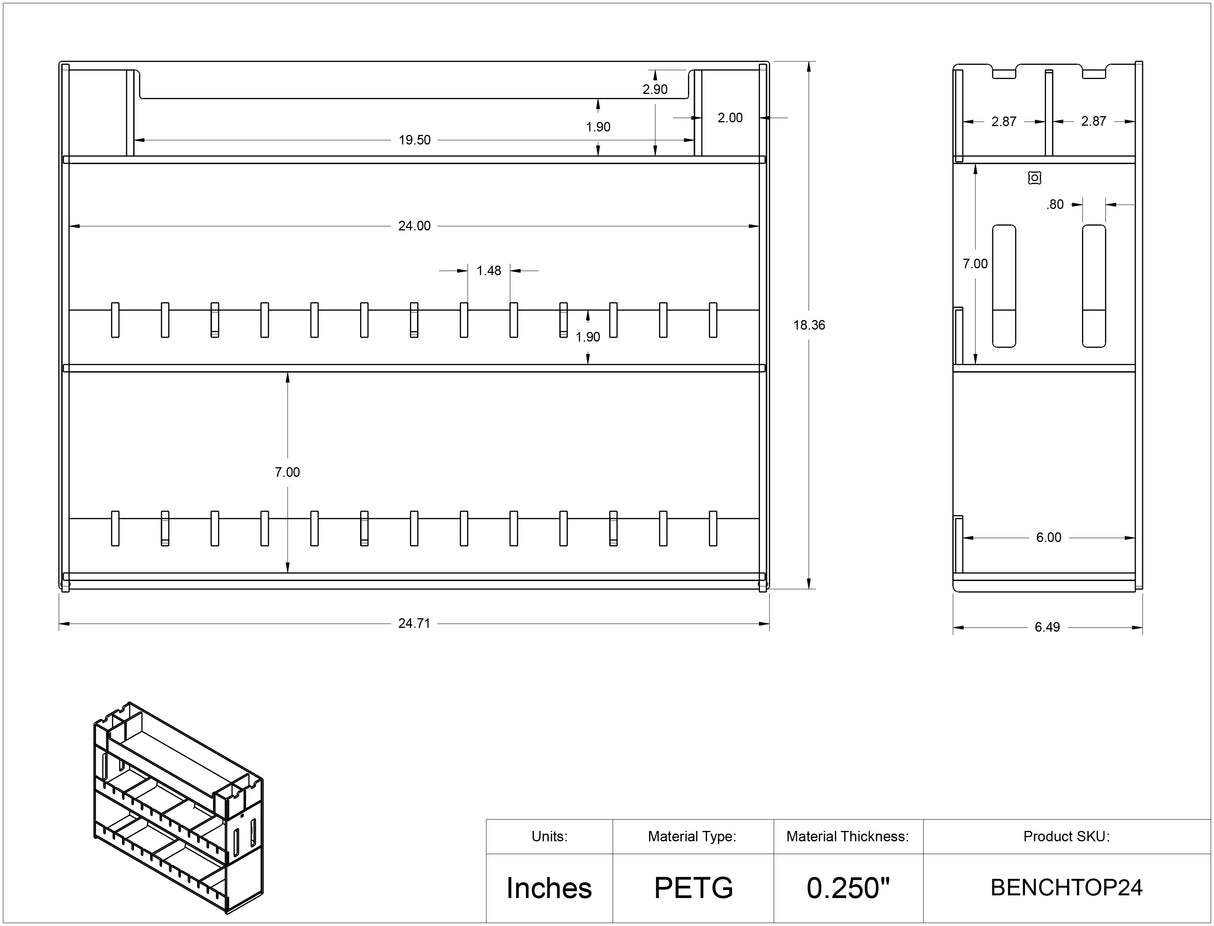 BENCHTOP24, BENCHTOP24-BRK, BENCHTOP24-PIPTRBRK, BENCHTOP24-BRK-PIPTRBRK