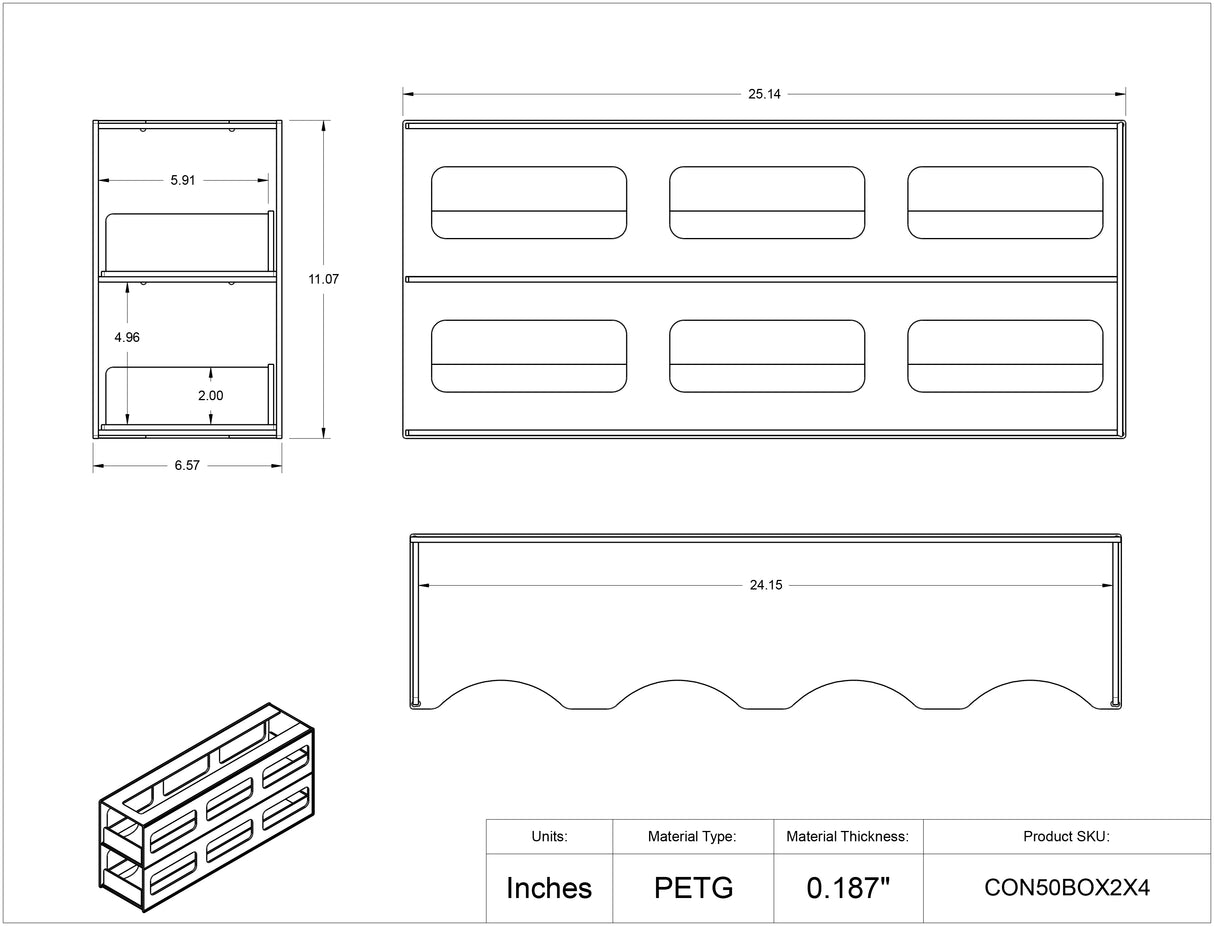 Conical Tube Freezer Box Rack-2x4