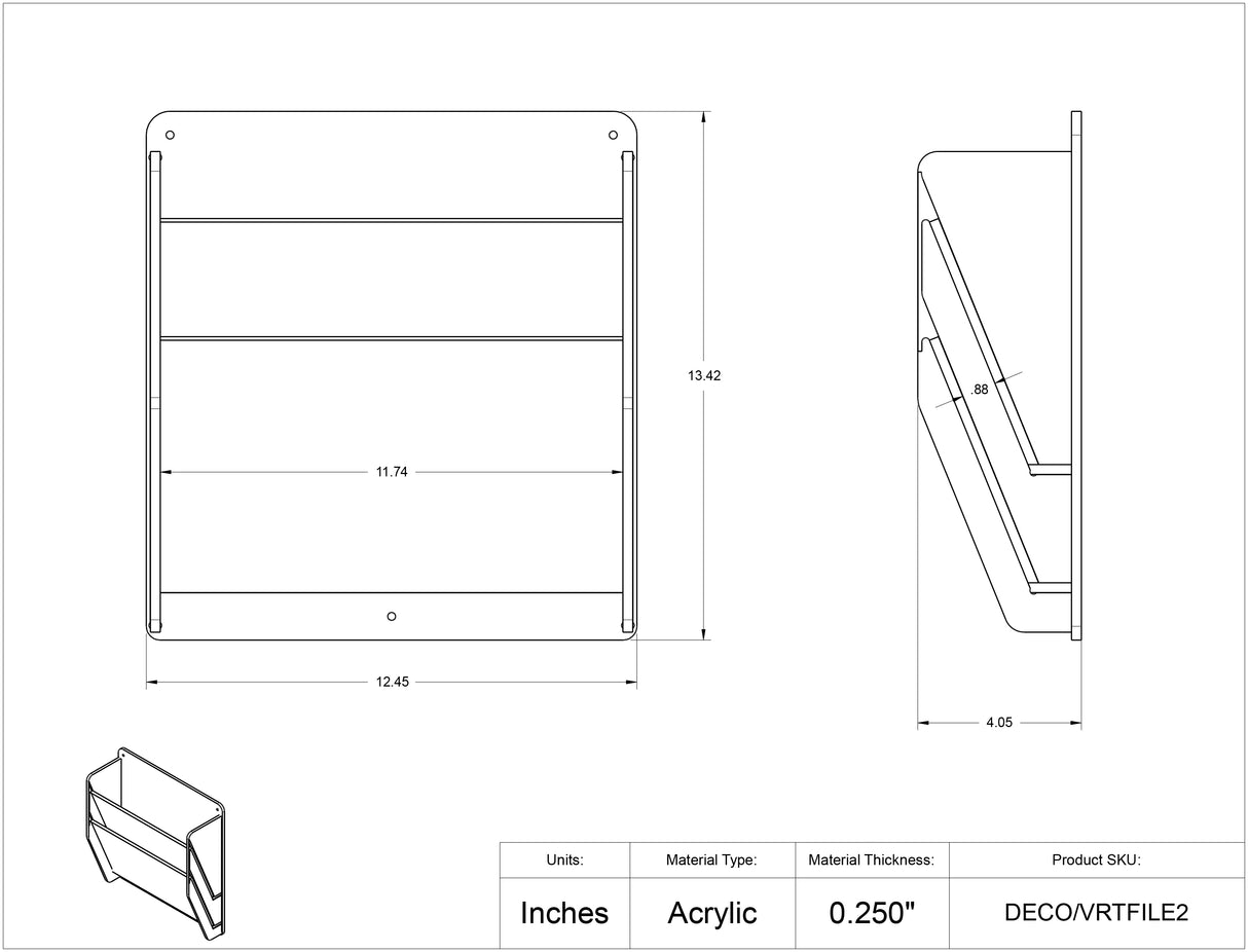 Vertical Wall File-Landscape, 2 Pocket
