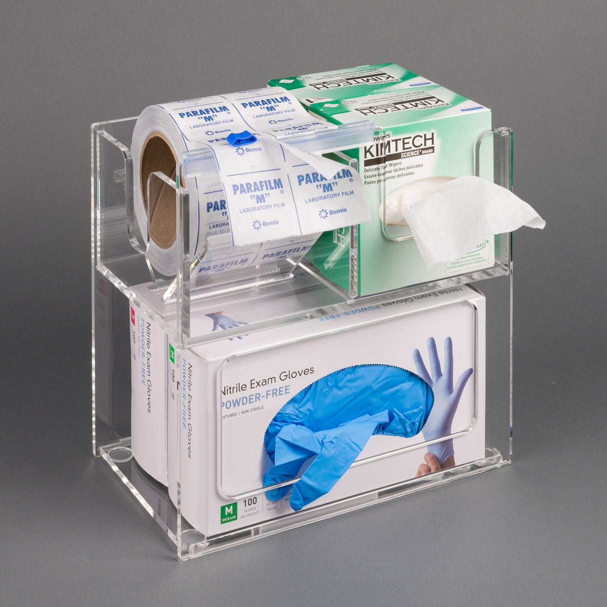 Glove box, Parafilm and Kimwipe Trio Organizer