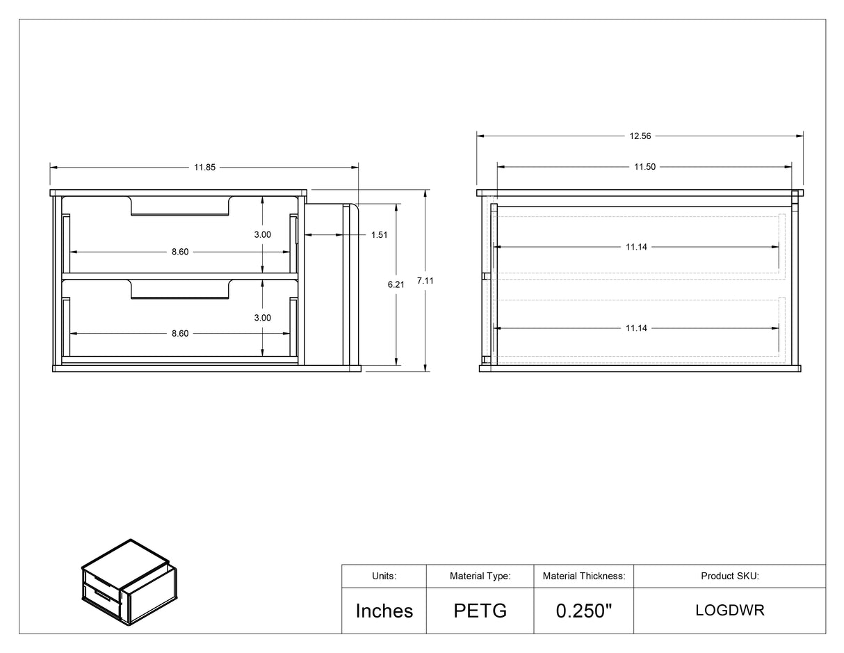 Two Drawer/Logbook Holder Unit