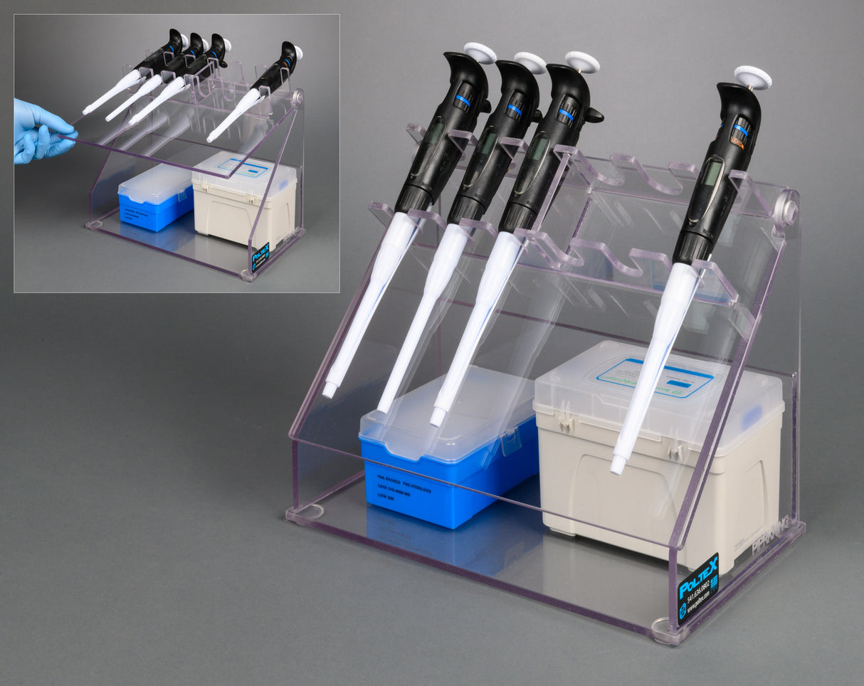 Pipette Rack with Hinged Storage Compartment