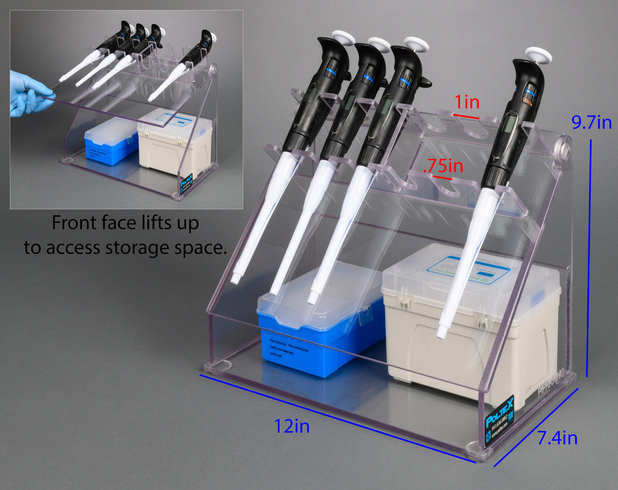 Pipette Rack with Hinged Storage Compartment