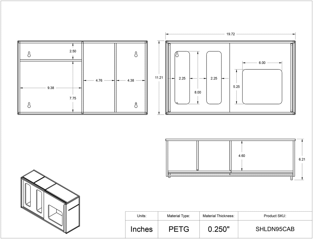 N95/Face Mask w/Shield Dispenser - Sliding Door/Front Load - Wall Mount