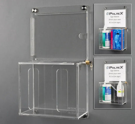 Deco Wall Mount Locking Sanitizing Station with Sign Sleeve