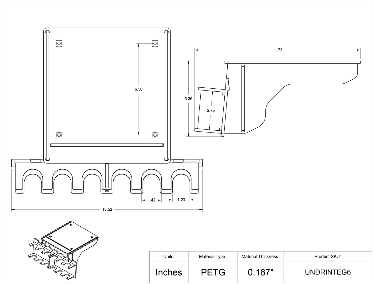 Undermount Integra/Sartorius Pipettor Rack-6 Position