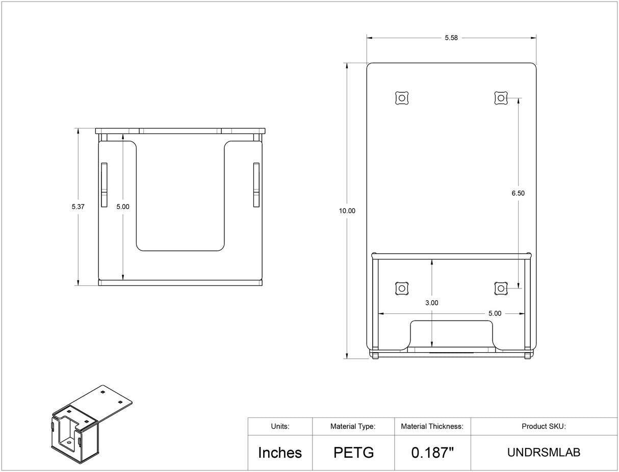 Undermount Small Lab Wipe Holder