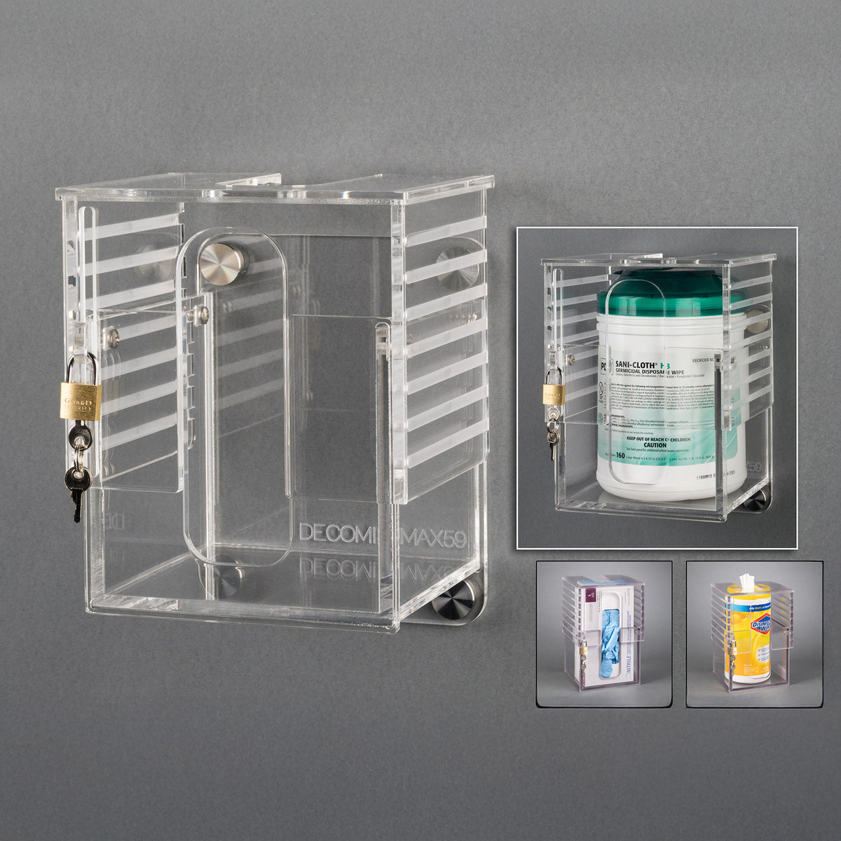 Deco Universal Wipe Cannister Holder-Adjustable, Lockable