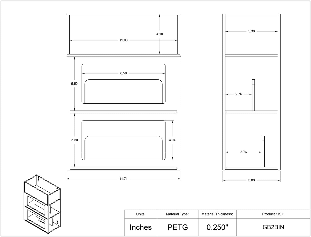 Two Glove Box Holder w/Bin