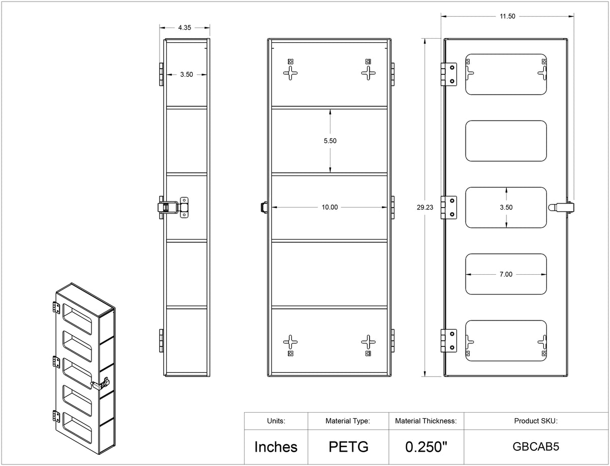 Glove Box Holder Cabinet-Front Load (ss Hinge Inst., Latch Inst.)