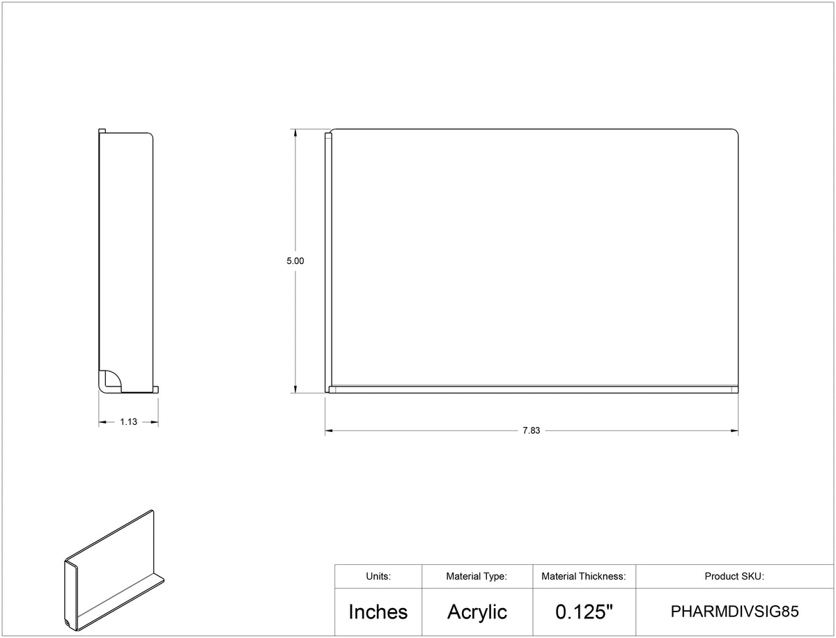 Pharmacy Divider With Tab Face, BLUE - 7.75in wide x 5in tall