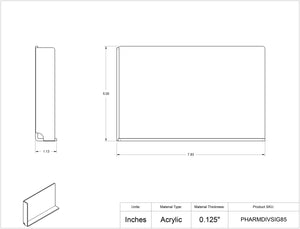 Pharmacy Divider With Tab Face, BLUE - 7.75in wide x 5in tall