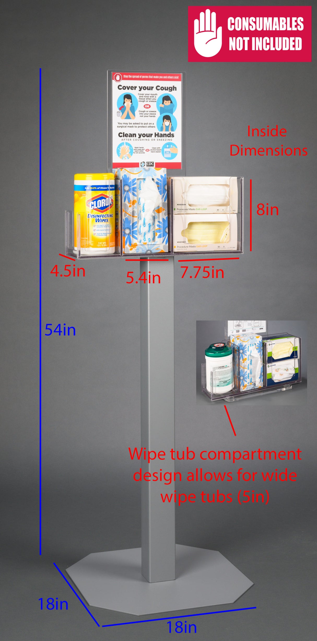 Respiratory Hygiene Station U-Tub Wipe, Mask, Tissue