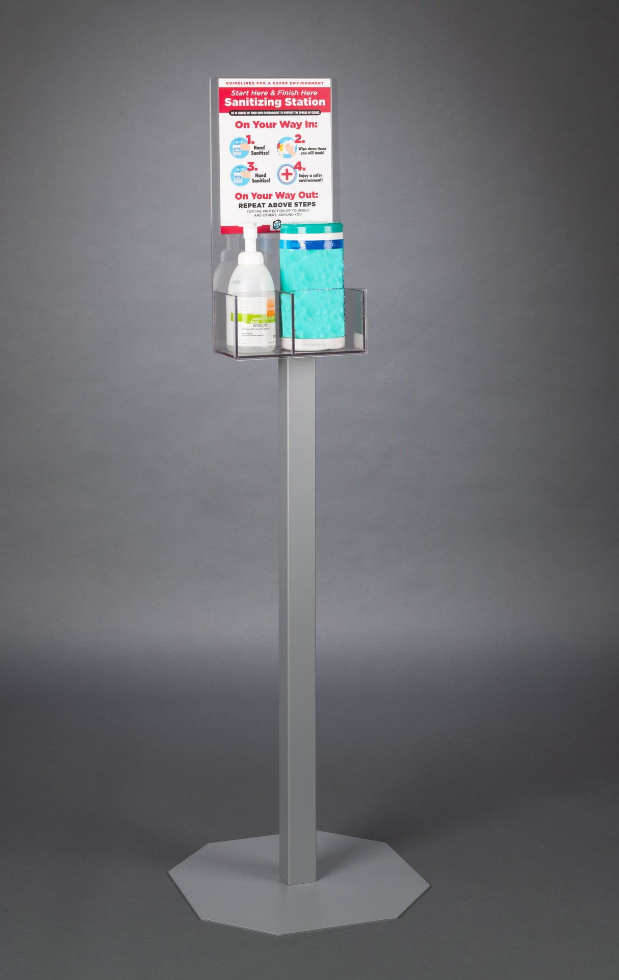 Start Here Finish Here Station - Hand Sanitizer/Wipes